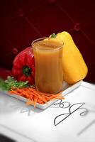 Healthy and detoxifying fruit and vegetable juices photo