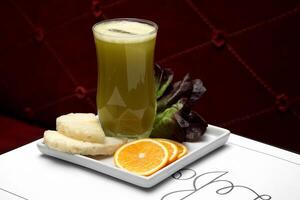 Healthy and detoxifying fruit and vegetable juices photo