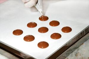 step by step production of chocolate candies photo