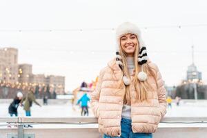 Woman in funny winter outdoor photo