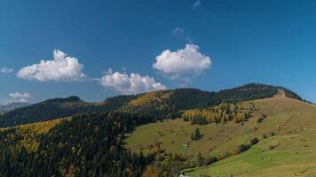 Time lapse of Clouds move in Carpathian mountains. 4K video