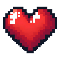 AI generated pixelation of red heart in PNG image