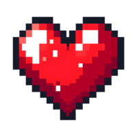 AI generated pixelation of red heart in PNG image