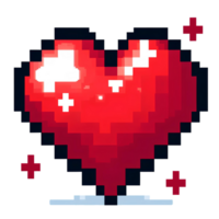 AI generated pixelation of red heart in PNG image