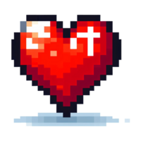 AI generated pixelation of red heart in PNG image