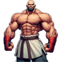 AI generated Bald, Big and Muscular Fighter Character PNG