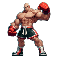 AI generated character of a bald fighter in the game, big and muscular PNG