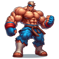 AI generated Powerful Game Character with Muscular Build on Transparent Background png