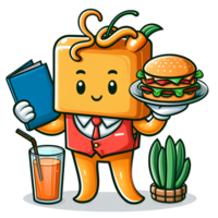 AI generated waiter mascot cartoon character png