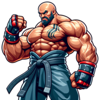 AI generated Muscle Game Character Avatar the Big Fighter PNG