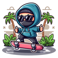 AI generated child on a skateboard png