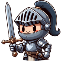 AI generated adorable knight in cartoon style png