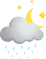 nacht lucht wolk halve maan maan regen symbool forcast weer isoleren illustratie helling ontwerp png