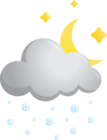 Nacht Himmel Wolke Halbmond Mond Schnee Symbol Vorhersage Wetter isolieren Illustration Gradient Design png