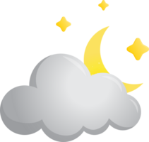 noche cielo nube creciente Luna nieve símbolo pronosticar tiempo aislar ilustración degradado diseño png