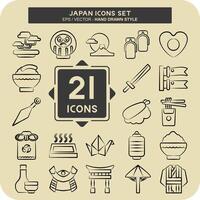 Icon Set Japan. related to Holiday symbol. hand drawn style. simple design illustration. vector