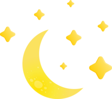 mezzaluna Luna e stella simbolo forcast tempo isolato illustrazione pendenza design png