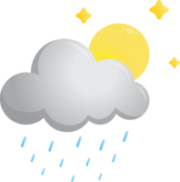 Nacht Himmel Wolke Vollmond Regen Symbol Vorhersage Wetter isolieren Illustration Gradient Design png