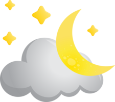 Nacht Himmel Wolke Halbmond Mond Symbol Vorhersage Wetter isolieren Illustration Gradient Design png