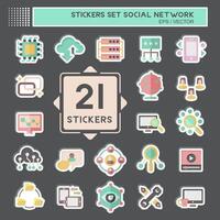 Sticker Set Social Network. related to Internet symbol. simple design illustration vector