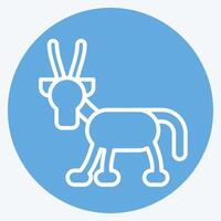 Icon Arabian Oryx. related to Qatar symbol. blue eyes style. simple design illustration. vector