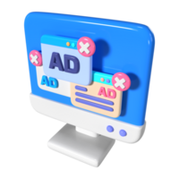 adware 3d illustrazione icona png