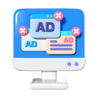 adware 3d illustration ikon png