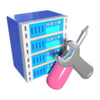 ícone de ilustração 3d de manutenção do servidor png
