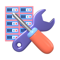 icono de ilustración 3d de mantenimiento de servidor png