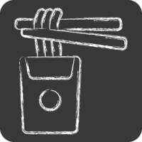 Icon Noodles. related to Japan symbol. chalk Style. simple design illustration. vector