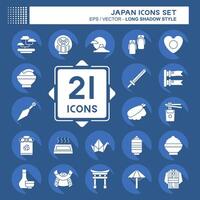 Icon Set Japan. related to Holiday symbol. long shadow style. simple design illustration. vector