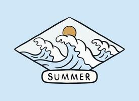 Summer time which illustrated by beautiful waves t shirt sticker illustration vector