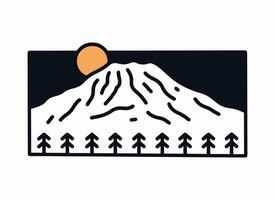 Simply mono line design of Mt. Rainier National Park in the night vector