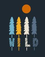 simple design of letter of wild with tree combination on it vector