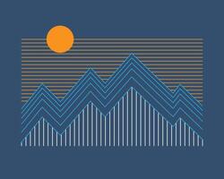 Simple mono line design of the mountains vector illustration