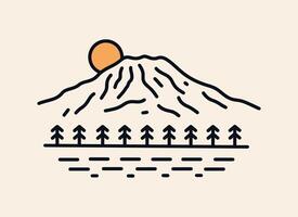 Mt Rainier national Park in simple mono line style vector