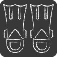 Icon Fins Diving. related to Diving symbol. chalk Style. simple design illustration vector