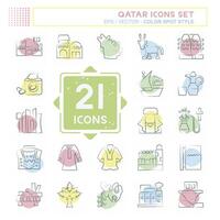 Icon Set Qatar. related to Holiday symbol. Color Spot Style. simple design illustration. vector