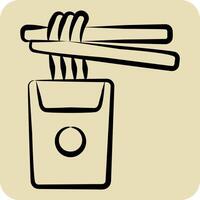 Icon Noodles. related to Japan symbol. hand drawn style. simple design illustration. vector