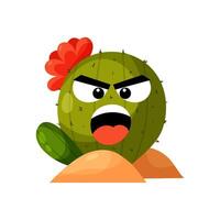 Cactus in flat style. Funny emotional cactus character. Prickly plant. Desert. vector