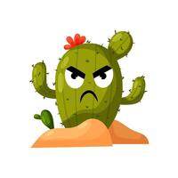 Cactus in flat style. Vector illustration of an offended cactus in the desert. Desert plant.