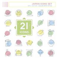 Icon Set Japan. related to Holiday symbol. Color Spot Style. simple design illustration. vector