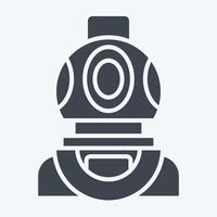 Icon Diving Helmet. related to Diving symbol. glyph style. simple design illustration vector
