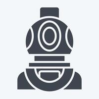 Icon Diving Helmet. related to Diving symbol. glyph style. simple design illustration vector