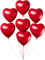 AI generated red balloons in the shape of hearts png