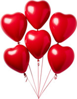 AI generated red balloons in the shape of hearts png