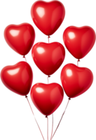 AI generated red balloons in the shape of hearts png