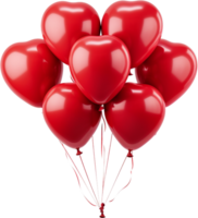 AI generated red balloons in the shape of hearts png