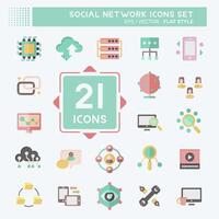 Icon Set Social Network. related to Internet symbol. flat style. simple design illustration vector