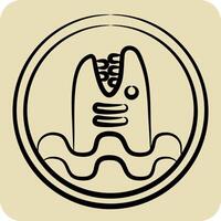 Icon Warning Diving. related to Diving symbol. hand drawn style. simple design illustration vector